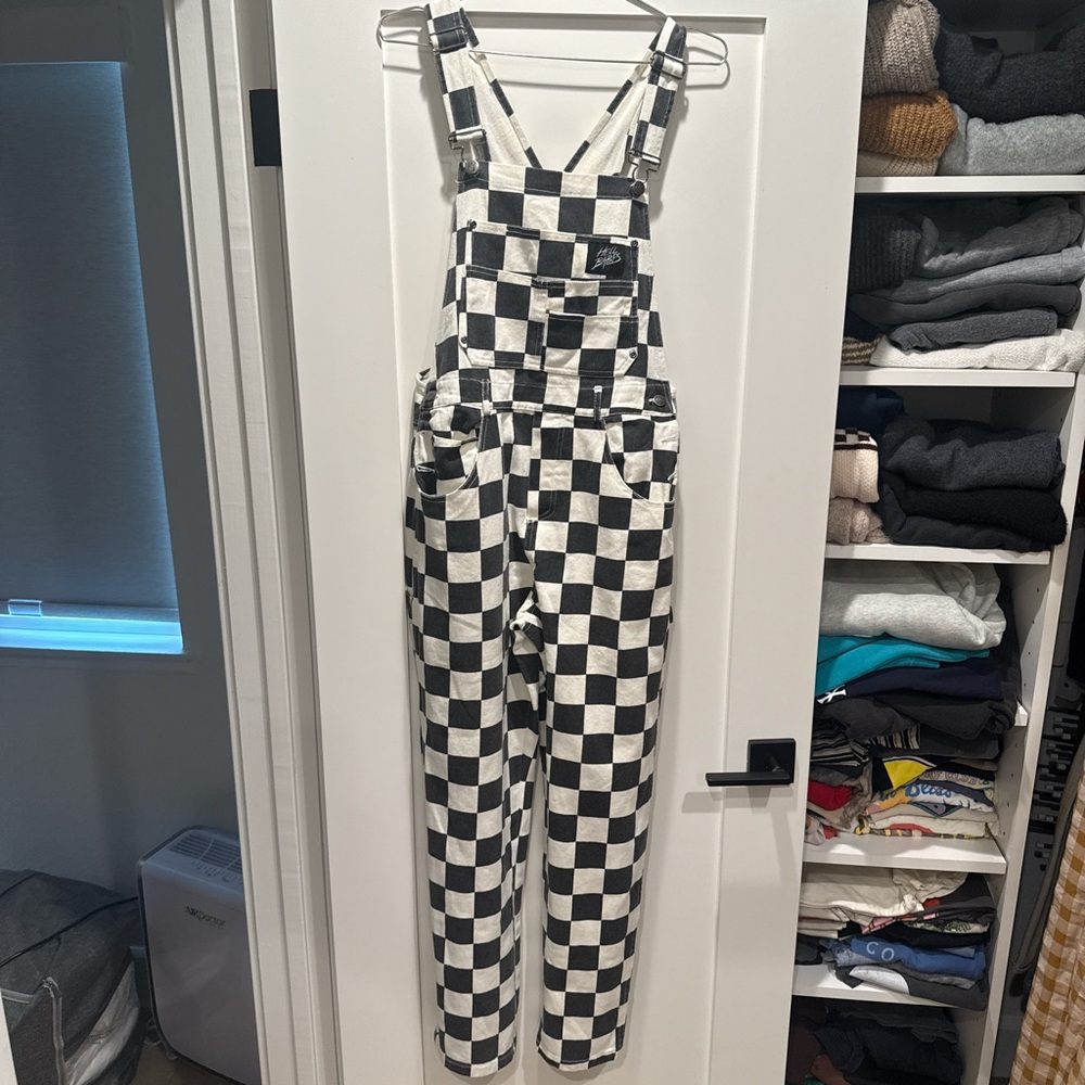Monochrome Checkered Women's Jumpsuit